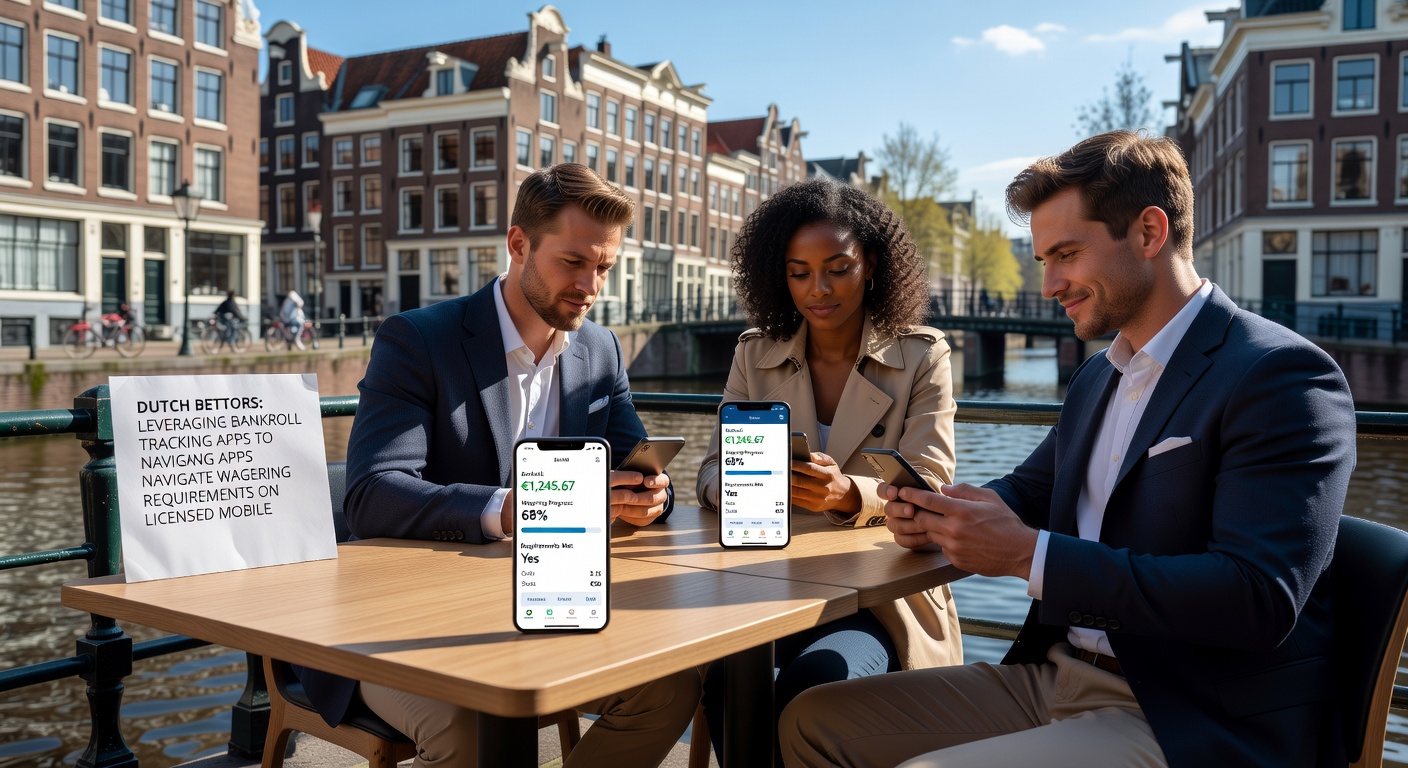 Schermafbeelding van een bankroll tracking app die inzetvereisten en bankroll statistieken toont op een mobiel apparaat