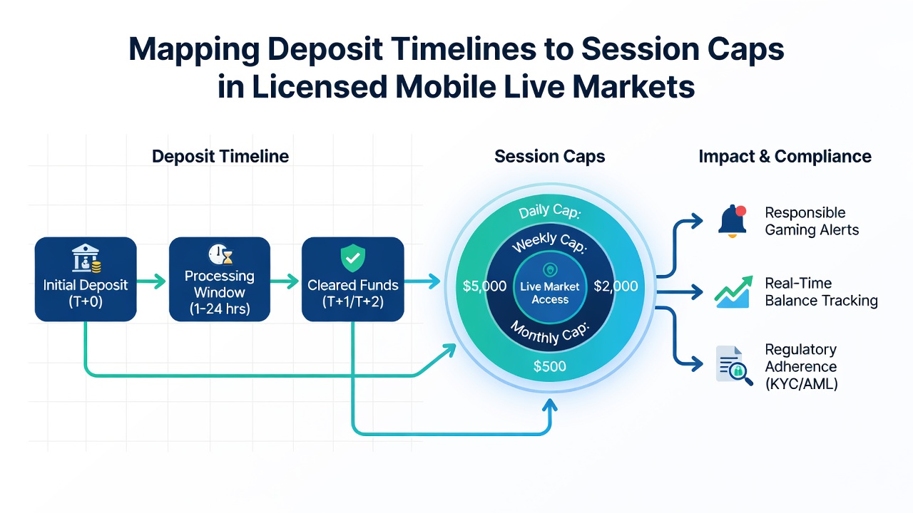 Diagram van sessiecapaciteiten en depositoverwerking in live markten