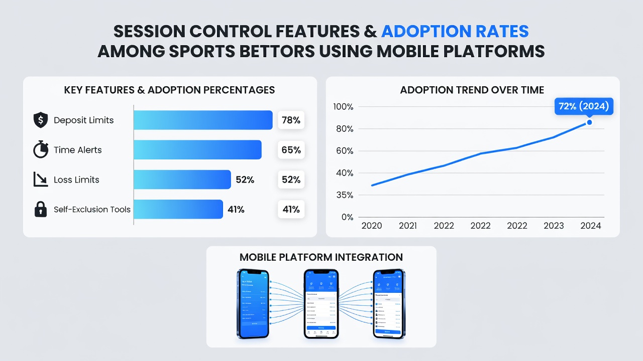 Grafiek met adoptiepercentages van sessiecontroles onder mobiele sportwedders in augustus 2026